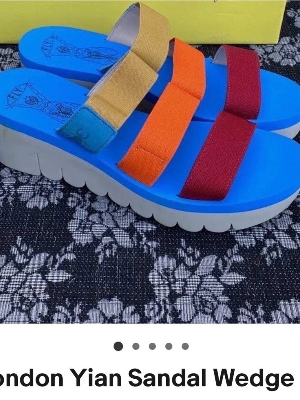 Fly London Multicolor Blue Platform Sandals